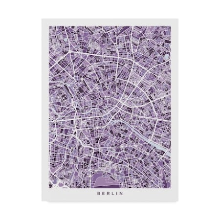 Michael Tompsett 'Berlin Germany City Map Purple' Canvas Art,14x19
